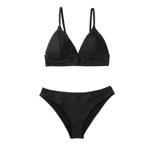 Solid Bikini Set Women Triangle Sexy Two Pieces Swimwear