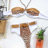 Sexy High Waist Leopard Bikini 2-pieces With Belt Women Swimwear