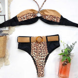 Sexy High Waist Leopard Bikini 2-pieces With Belt Women Swimwear