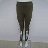 LACE UP SUEDE LEATHER PANTS