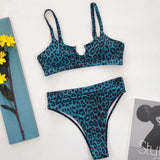 Sexy Leopard Push Up Thong High Cut Swimwear Bikini Set