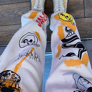 Sweat Harajuku Cartoon Printed Drawstring Cargo Pant Trousers