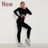 Long Sleeve Top High Waist Belly Control Legging Sport Suit