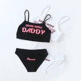 COME HERE DADDY Letter Sexy Tops & Panties