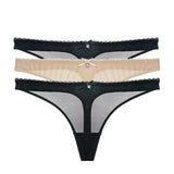 Transparent Low-Rise G-String Panties 3-Piece