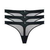 Transparent Low-Rise G-String Panties 3-Piece