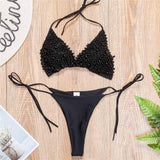 Women's Halterneck Mini Bra Swimsuit Two-Pieces Bikini Set