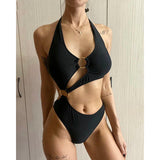 Bandage Halter 1-Piece Beachwear Cut Out High Cut Monokini