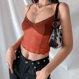 Vintage Sexy See-Through Sleeveless Lace Crop Tank Top