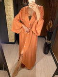 Women Long Maxi Dress Cover Up V-Neck Dress Robe Swimwear