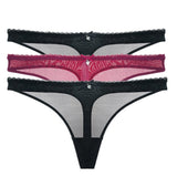 Transparent Low-Rise G-String Panties 3-Piece