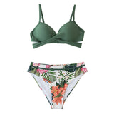 Push Up Floral Wrap Bikini Sets Thong 2-Pieces Swimsuits