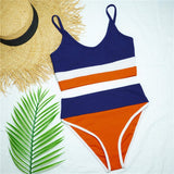 Ribbed Splicing High Waist Bikini Women 2-Pieces Swimwear