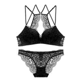 Thin Cotton Lace Embroidery Sexy Bra Underwear Set