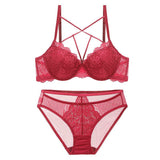 Cotton Thick V-Neck Lingerie Push Up Underwear Bra Set