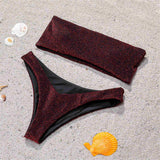 Women Sparkle Glitter Sexy Bra Bandage Bikini Set Swimsuit