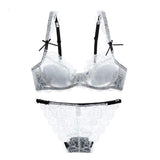 Sexy Lace Transparent Embroidery Lingerie Bra Underwear Set