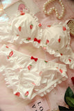 Strawberry Milk Silk Wire Free Kawaii Lolita Bra and Panty Set