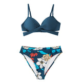 Push Up Floral Wrap Bikini Sets Thong 2-Pieces Swimsuits