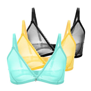 Ultra-Thin Mesh Lingerie Breathable Bra 3-Piece Combination