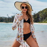 Sexy Print Bikini Cover Up Cardigan Tunics Swimsuit