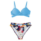 Floral Push Up Mid-Waist Bikini Set Wrap 2-Pieces Swimwear