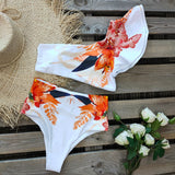 Sexy High Waist One Shoulder Bikini Print Beachwear