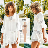 Crochet Cover Up With Fringe Trim Hollow Tunic Beachwear