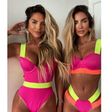 High Waist Bikini Push Up Splicing Women Swimsuit