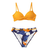 Floral Push Up Mid-Waist Bikini Set Wrap 2-Pieces Swimwear