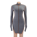 Women Casual Dresses Long Sleeve Mini Dress