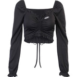 Long Sleeve V-Neck Punk Slim Gothic Bodycon Crop Top