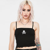 Black Bodycon Gothic Adjustable Spaghetti Strap Tank Crop Top