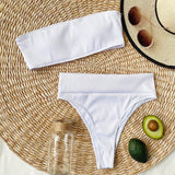 High Waist Bandeau Bikini Strapless High Cut Beachwear