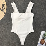 Sexy One Piece Swimsuit Wood Ear Ruffle Push Up Monokini