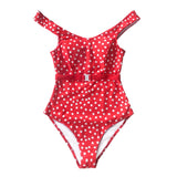 Polka Dot Belted One-Piece Backless Cut Out Monokini