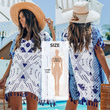 Crochet Cover Up With Fringe Trim Hollow Tunic Beachwear