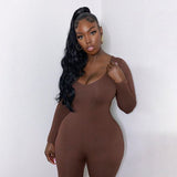 Women's Basic Bodycon Jumpsuit Fitness Rompers Overalls