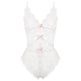 Lace Bodysuit 1-Piece Lingerie Transparent Backless Pajamas