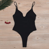 Sexy Solid One Piece Swimsuit High Waist Push Up Monokini