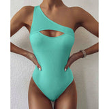 Cut Out One Shoulder High Cut Sexy 1-Piece Swimsuit