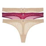 Transparent Low-Rise G-String Panties 3-Piece