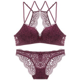 Thin Cotton Lace Embroidery Sexy Bra Underwear Set