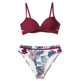 Push Up Floral Wrap Bikini Sets Thong 2-Pieces Swimsuits