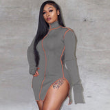 Women Casual Dresses Long Sleeve Mini Dress