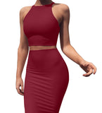 Two Pieces Crop Top Outfit Sexy Dress