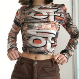 Women's Hollow Out Street T-shirt Long Sleeve Crop Top