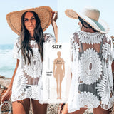 Crochet Cover Up With Fringe Trim Hollow Tunic Beachwear