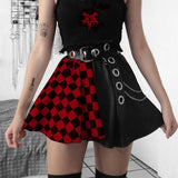 Punk Gothic Plaid A Line Plaid Patchwork Grunge Mini Skirt