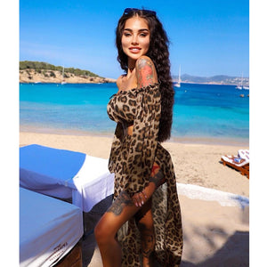 Chiffon Split Beach Cover Up Skirt Bandage Print Beachwear